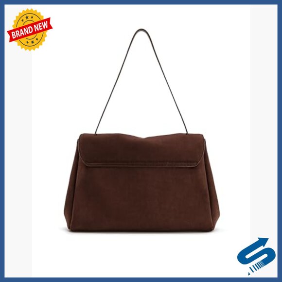 Faux Suede Shoulder Bag Fits 11-inch iPad Pro, Magnetic Closure Satchel - Picture 5 of 6